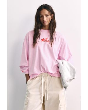 Pull&Bear Oversize T-Shirt Mit Sternen-Print - Pink