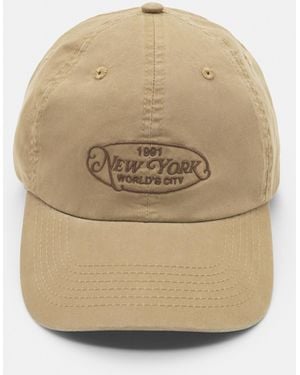 Pull&Bear Embroidered New York Cap - Natural