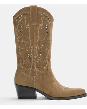 Pull&Bear Studded Cowboy Boots - Multicolour