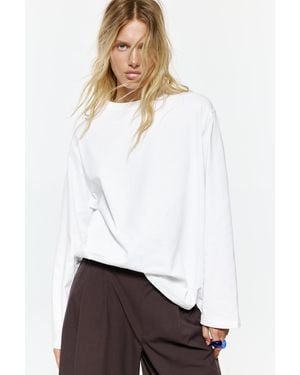 Pull&Bear Oversize Long Sleeve T-Shirt - White