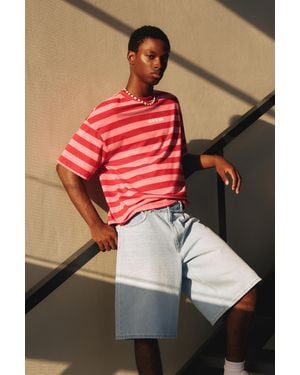 Pull&Bear Striped Stwd T-Shirt - Red