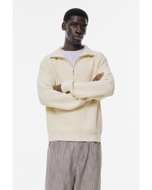 Pull&Bear Quarter-Zip Jumper - Natural