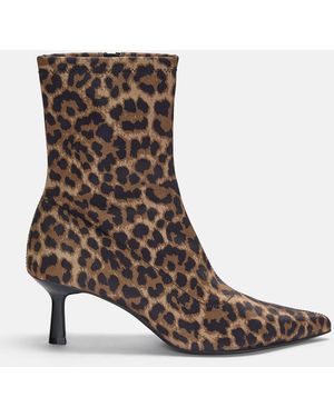 Pull&Bear Print High-Heel Ankle Boots - Brown