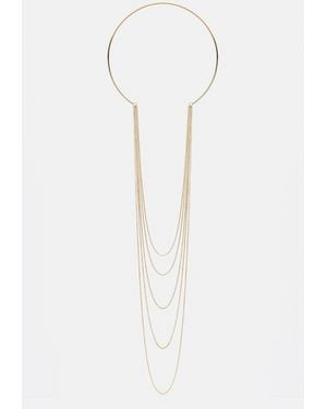 Pull&Bear Long Contrast Chain Necklace - White