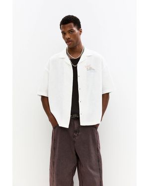 Pull&Bear Hemd Mit Stickerei Und Kurzen Ärmeln - Weiß