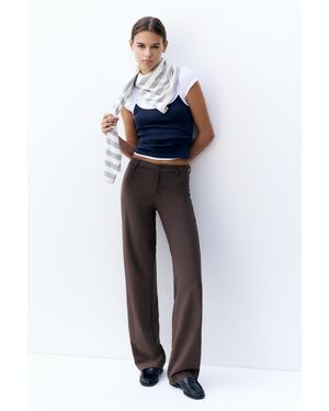 Pull&Bear Full Length Smart Trousers - Brown