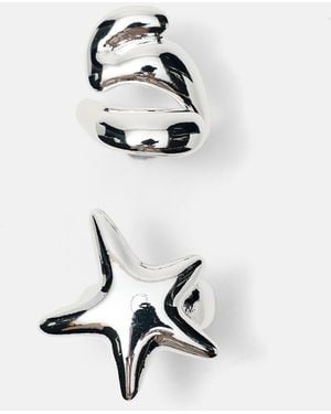 Pull&Bear Pack Of 2 Star Rings - White