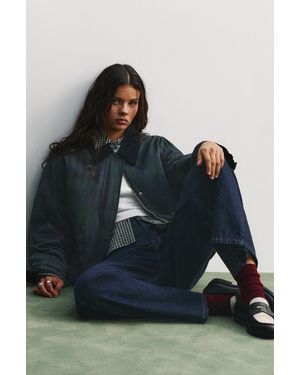 Pull&Bear Waxed Corduroy Collar Jacket - Blue