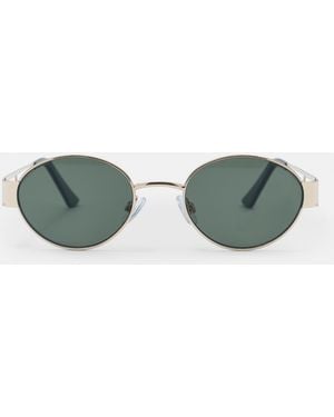 Pull&Bear Metallic Oval Sunglasses - Green
