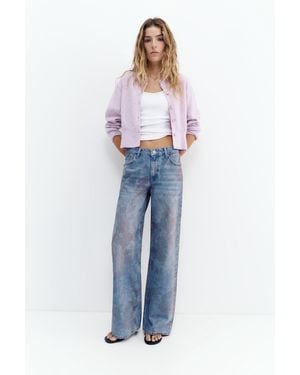 Pull&Bear Floral Baggy Jeans - Blue