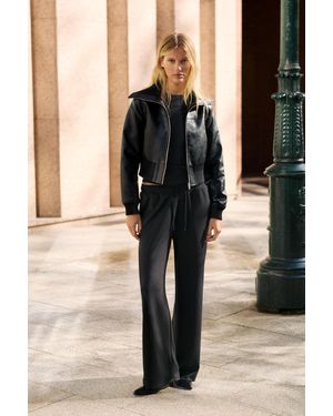 Pull&Bear Soft-Touch Wide-Leg Trousers - Blue
