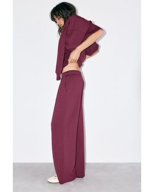 Pull&Bear Soft-Touch Wide-Leg Trousers - Purple