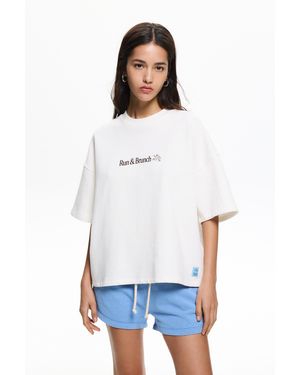 Pull&Bear 'Run & Brunch' T-Shirt - White