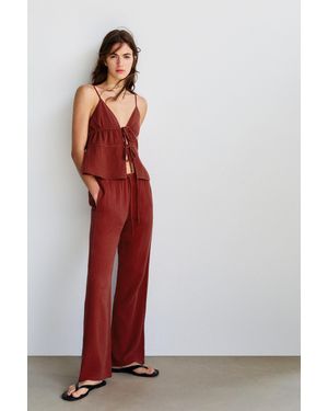 Pull&Bear Flowing Crepe Trousers - Multicolour
