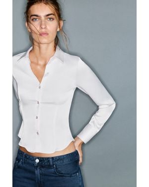 Pull&Bear Fitted Satin Shirt - Grey