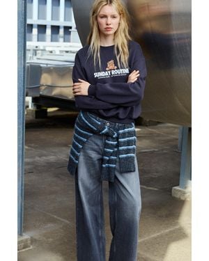 Pull&Bear Sweatshirt Mit Bären-Print - Blau
