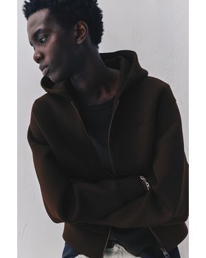 Pull&Bear Neoprene-Effect Hoodie - Brown