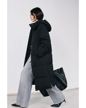 Pull&Bear Water-Repellent Padded Coat - Black