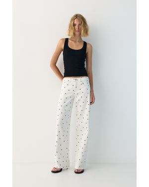 Pull&Bear Straight-Leg Polka Dot Jeans - Black