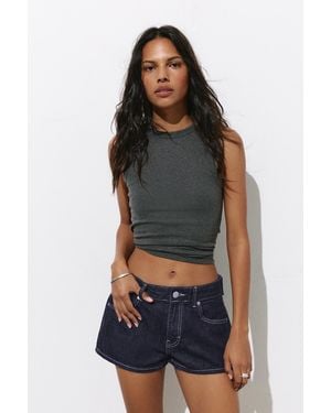 Pull&Bear Low-Rise Denim Mini Shorts - Blue