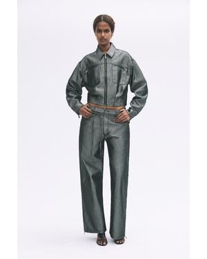 Pull&Bear Karoline Vitto Shimmery Denim Jacket - Metallic