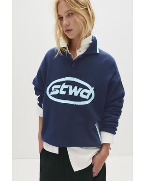 Pull&Bear Strickpullover Stwd Mit Polo-Kragen - Blau