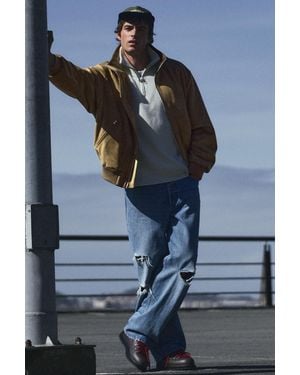 Pull&Bear Faux Suede Bomber Jacket - Blue