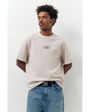 Pull&Bear Short Sleeve Sweatshirt With Graphic - Natural