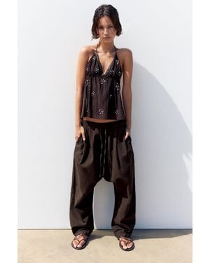 Pull&Bear Baggy-Pumphose Mit Kordelzug - Braun