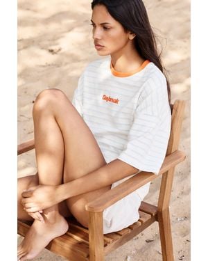 Pull&Bear Striped Sun Graphic T-Shirt - Multicolour