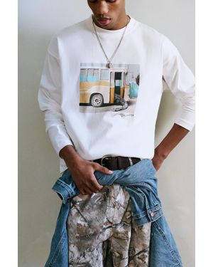 Pull&Bear Bus Graphic T-Shirt - Grey