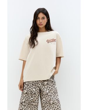 Pull&Bear Stwd T-Shirt With A Cookie Graphic - White
