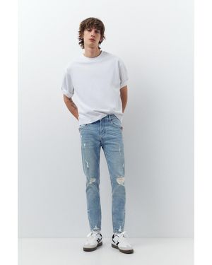 Pull&Bear Ripped Skinny Jeans - Black