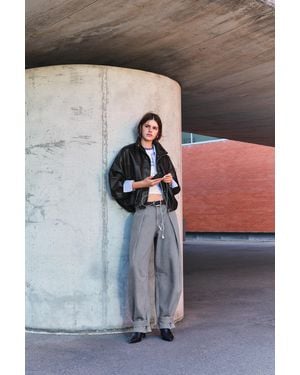 Pull&Bear Balloon Cargo Trousers With Pleats - Grey