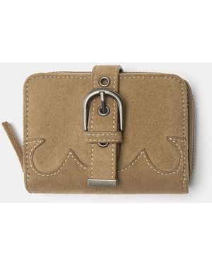 Pull&Bear Cowboy Buckle Wallet - Natural