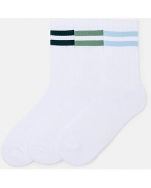Pull&Bear Striped Sports Socks - White