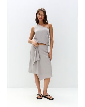 Pull&Bear Asymmetrischer Midirock - Weiß
