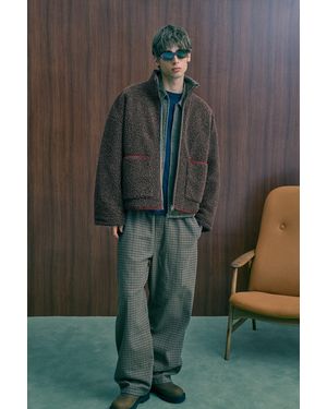 Pull&Bear Faux Shearling Jacket With Embroidery - Green