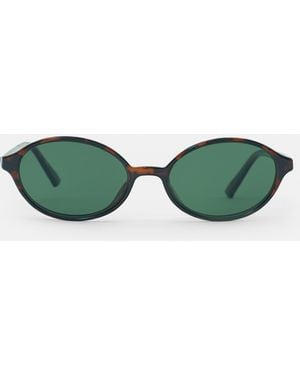 Pull&Bear Resin Oval Sunglasses - Green