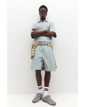 Pull&Bear Piqué Jogger Bermuda Shorts - Blue