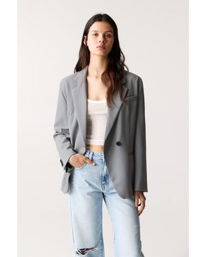 Pull&Bear Oversize Buttoned Blazer - Blue