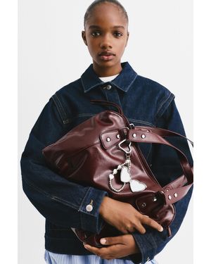 Pull&Bear Embellished Tote Bag - Purple