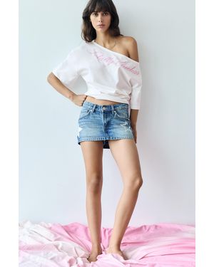 Pull&Bear Asymmetrisches Clueless T-Shirt - Blau