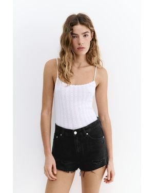 Pull&Bear Mom Fit Ripped Denim Shorts - White