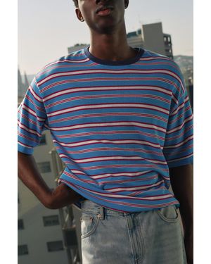 Pull&Bear Striped Knit T-Shirt - Blue