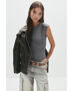 Pull&Bear Short Sleeve Bodysuit - Grey
