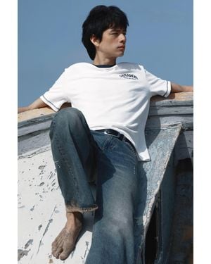 Pull&Bear T-Shirt Camarón De La Isla Mit Patenmuster - Blau