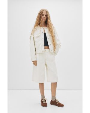 Pull&Bear Weiße Jorts Mit Textur