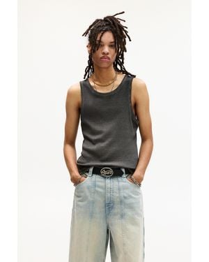 Pull&Bear Ripped Vest Top - Black