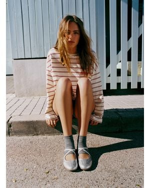 Pull&Bear Metallic Sports Ballet Flats - Grey